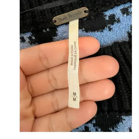 Free People Blue Black Winter Skies Print Tunic Dress Oversized Sweater Size M - Picture 9 of 13